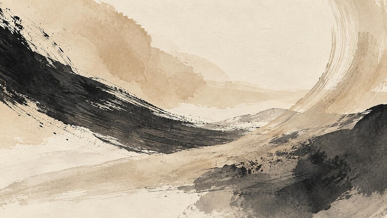 Neutral Ink Brushstrokes Abstract Frame TV Art, Japanese Wall Decor, 4K Digital Download (3 Formats) image 6