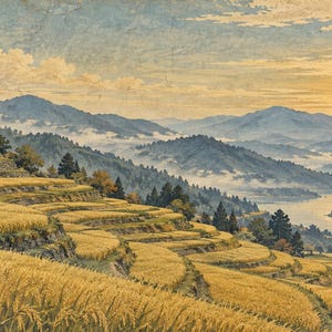Vintage Countryside Rice Terraces Frame TV Art, Japanese Wall Decor, 4K Digital Download (3 Formats) image 6
