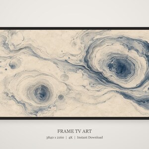 Suminagashi Ink Marbling Frame TV Art, Japanese Wall Art, 4K Digital Download, 3 Formats image 5