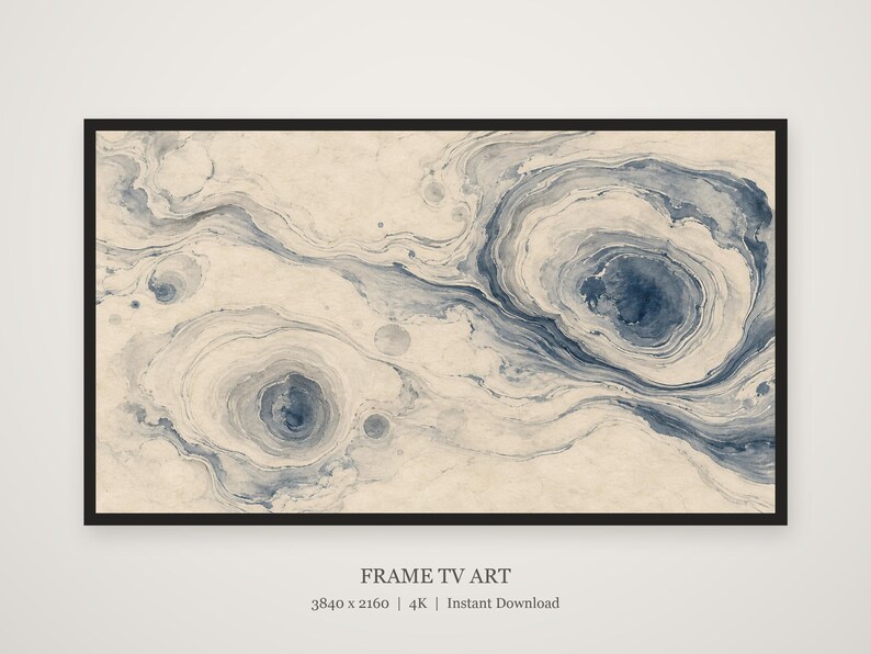 Suminagashi Ink Marbling Frame TV Art, Japanese Wall Art, 4K Digital Download, 3 Formats image 5