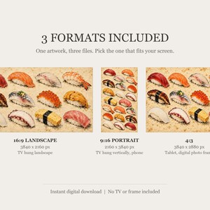 Sushi Field Guide Chart Vintage Frame TV Art, Japanese Wall Art, 4K Digital Download, 3 Formats image 2