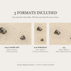 Zen Garden Sand Ripples Frame TV Art, Japandi Zen Wall Art, 4K Digital Download, 3 Formats image 2