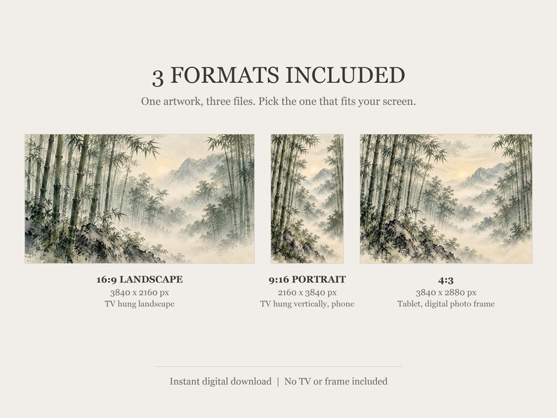 Bamboo Forest in Mist Frame TV Art, Japanese Wall Art, 4K Digital Download, 3 Formats image 2