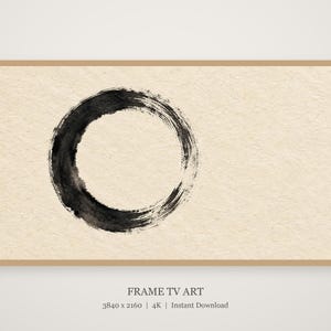 Enso Circle Zen Ink Frame TV Art, Japandi Zen Wall Art, 4K Digital Download, 3 Formats image 1