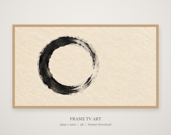Enso Circle Zen Ink Frame TV Art, Japandi Zen Wall Art, 4K Digital Download, 3 Formats