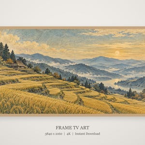 Vintage Countryside Rice Terraces Frame TV Art, Japanese Wall Decor, 4K Digital Download (3 Formats) image 4