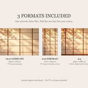 Shoji Light and Shadow Frame TV Art, Japanese Wall Art, 4K Digital Download, 3 Formats image 2