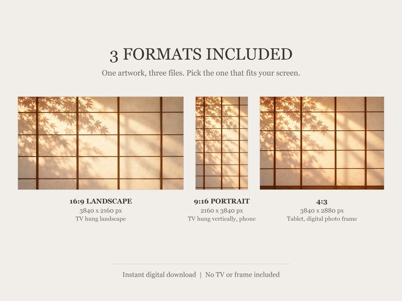 Shoji Light and Shadow Frame TV Art, Japanese Wall Art, 4K Digital Download, 3 Formats image 2