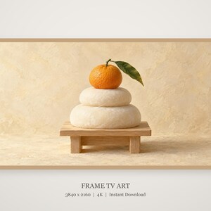 Kagami Mochi New Year Still Life Frame TV Art, Japanese Wall Decor, 4K Digital Download (3 Formats) image 4