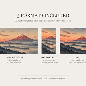 Red Fuji at Dawn Woodblock Style Frame TV Art, Japanese Wall Art, 4K Digital Download, 3 Formats image 2