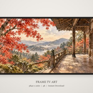 Höstlönntempel Kyoto Ram TV-konst, japansk väggkonst, 4K digital nedladdning, 3 format bild 5