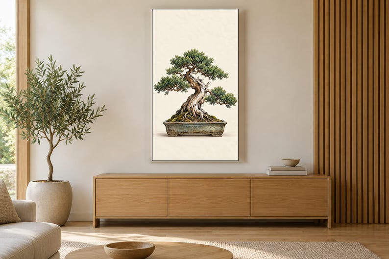 Bonsai Tree Gallery Study Frame TV Art, Japanese Wall Art, 4K Digital Download, 3 Formats image 3