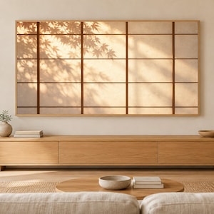 Shoji Light and Shadow Frame TV Art, Japanese Wall Art, 4K Digital Download, 3 Formats image 1