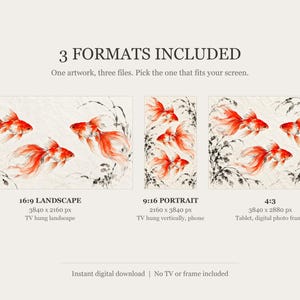 Goldfish in Ink and Vermilion Frame TV Art, Japanese Wall Art, 4K Digital Download, 3 Formats image 2