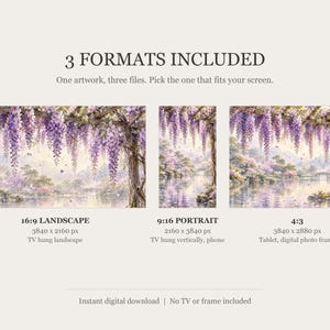 Wisteria Trellis Frame TV Art, Japanese Wall Art, 4K Digital Download, 3 Formats image 2