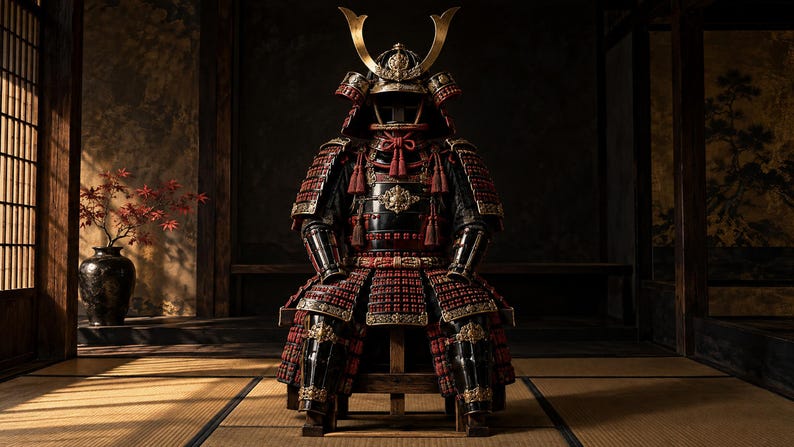 Arte para televisión: Bodegón con armadura de samurái, decoración de pared japonesa (descarga digital 4K) imagen 6