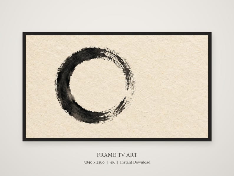 Enso Circle Zen Ink Frame TV Art, Japandi Zen Wall Art, 4K Digital Download, 3 Formats image 4