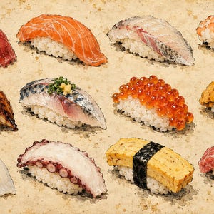 Sushi Field Guide Chart Vintage Frame TV Art, Japanese Wall Art, 4K Digital Download, 3 Formats image 6
