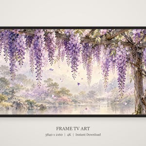Wisteria Trellis Frame TV Art, Japanese Wall Art, 4K Digital Download, 3 Formats image 5