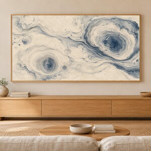 Suminagashi Ink Marbling Frame TV Art, Japanese Wall Art, 4K Digital Download, 3 Formats image 1