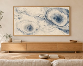 Suminagashi Ink Marbling Frame TV Art, Japanese Wall Art, 4K Digital Download, 3 Formats