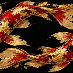 Schwarzer und goldener Koi von oben – TV-Kunstwerk, japanische Wandkunst, 4K-Digitaldownload, 3 Formate Bild 6