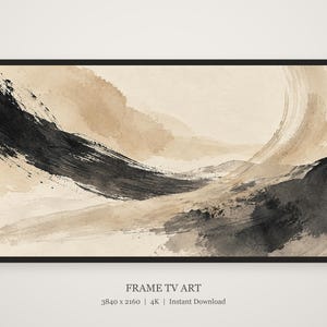 Neutral Ink Brushstrokes Abstract Frame TV Art, Japanese Wall Decor, 4K Digital Download (3 Formats) image 5