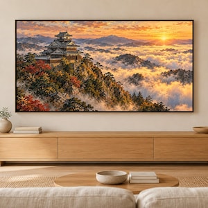 Japanese Castle Above a Sea of Clouds Frame TV Art, Japanese Wall Art, 4K Digital Download, 3 Formats image 1