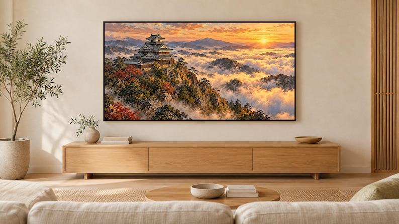 Japanese Castle Above a Sea of Clouds Frame TV Art, Japanese Wall Art, 4K Digital Download, 3 Formats image 1
