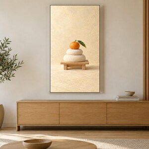 Kagami Mochi New Year Still Life Frame TV Art, Japanese Wall Decor, 4K Digital Download (3 Formats) image 3