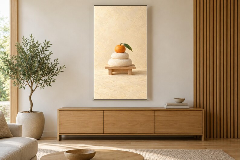 Kagami Mochi New Year Still Life Frame TV Art, Japanese Wall Decor, 4K Digital Download (3 Formats) image 3