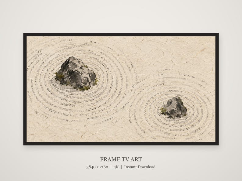 Zen Garden Sand Ripples Frame TV Art, Japandi Zen Wall Art, 4K Digital Download, 3 Formats image 4