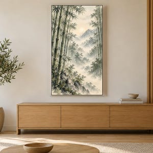 Bamboo Forest in Mist Frame TV Art, Japanese Wall Art, 4K Digital Download, 3 Formats image 3