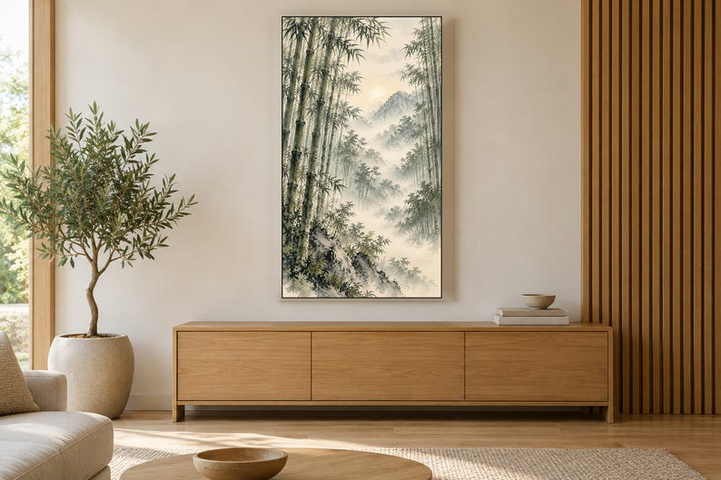 Bamboo Forest in Mist Frame TV Art, Japanese Wall Art, 4K Digital Download, 3 Formats image 3