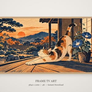 Ukiyo-e Style Cat Frame TV Art, Japanese Wall Art, 4K Digital Download, 3 Formats image 4
