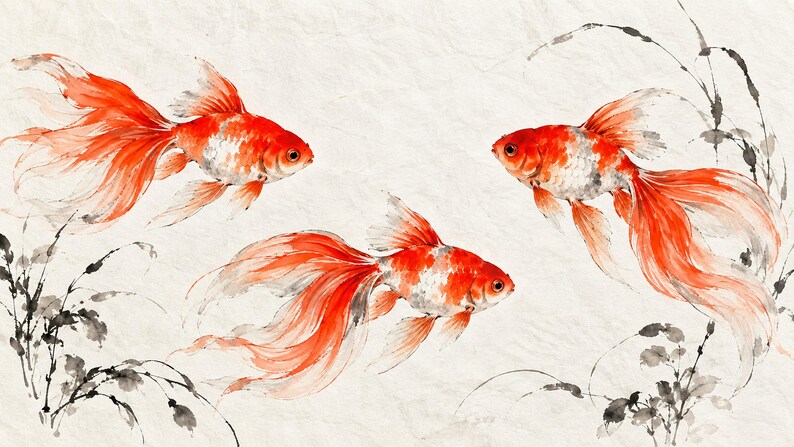 Goldfish in Ink and Vermilion Frame TV Art, Japanese Wall Art, 4K Digital Download, 3 Formats image 6