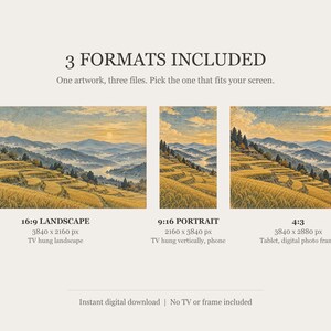 Vintage Countryside Rice Terraces Frame TV Art, Japanese Wall Decor, 4K Digital Download (3 Formats) image 2