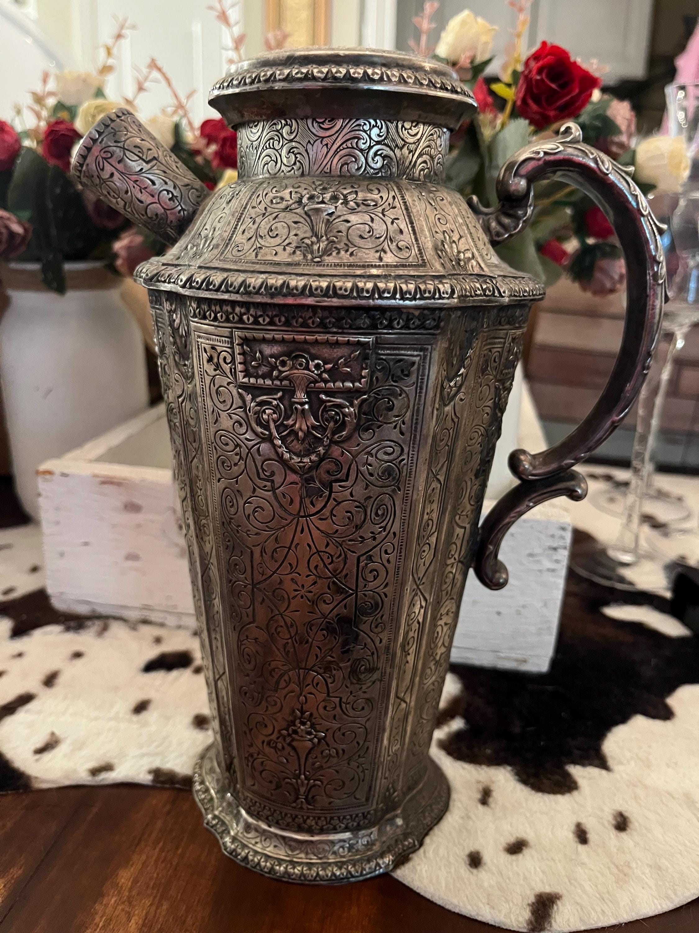 Antique Silver Plated Cocktail Shaker - Etsy