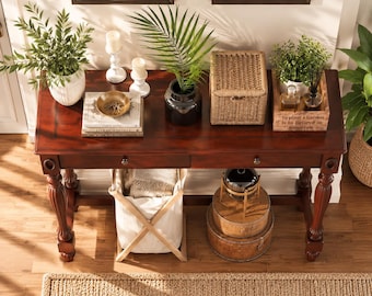 Solid Wood Writing Desk with Drawers Vintage Cherry Secretary Home Office Desk