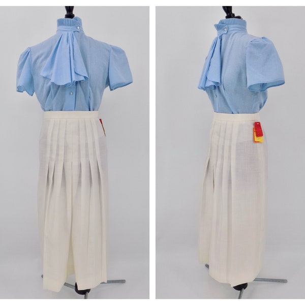 SALE!!! Vintage NWT White Pleated Corbin Ltd A-line Skirt Size 8 Deadstock