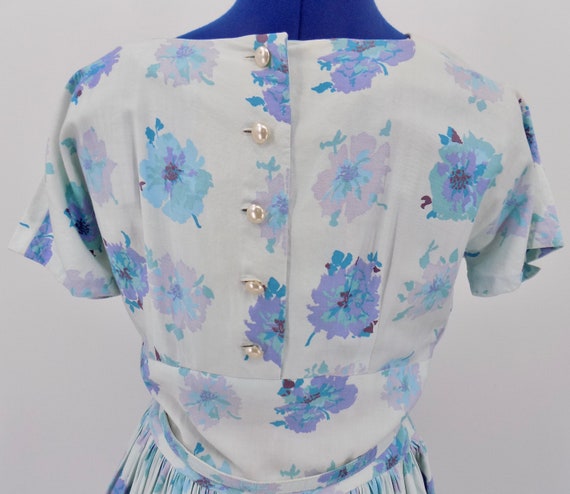 Vintage 1950s Handmade Blue Floral Dress - image 7