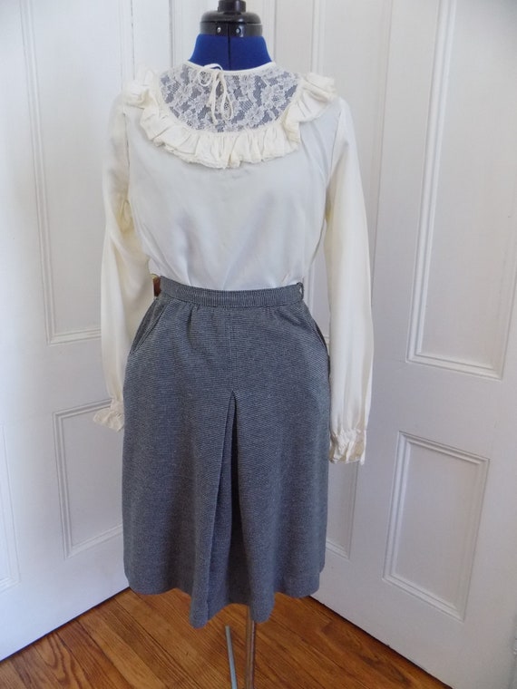 Vintage Black & White Houndstooth A-Line Skirt - image 2