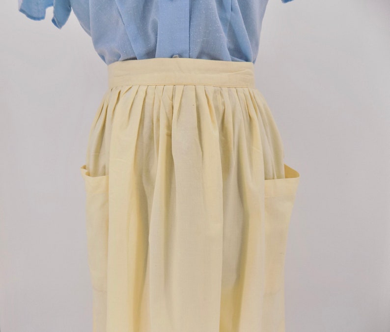 Vintage 80s Does 50s Butter Yellow Full Skirt with Pockets image 4