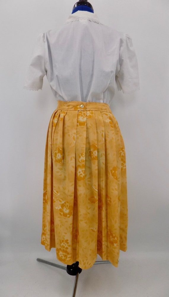 Vintage 1950s Style Yellow Floral Rose Pleated Ha… - image 8