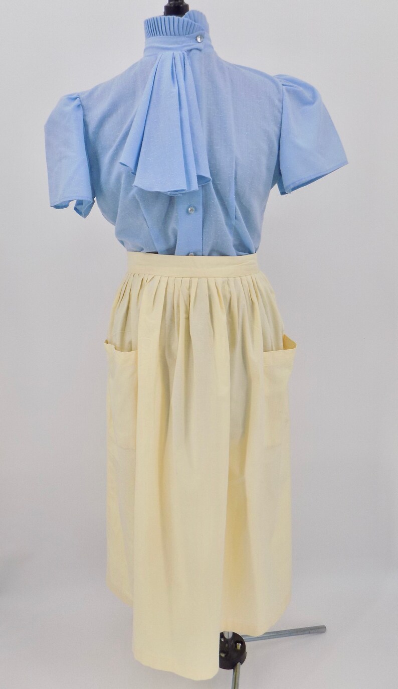 Vintage 80s Does 50s Butter Yellow Full Skirt with Pockets image 2