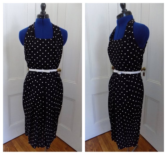 Vintage Black & White Polka Dot Dress - image 1