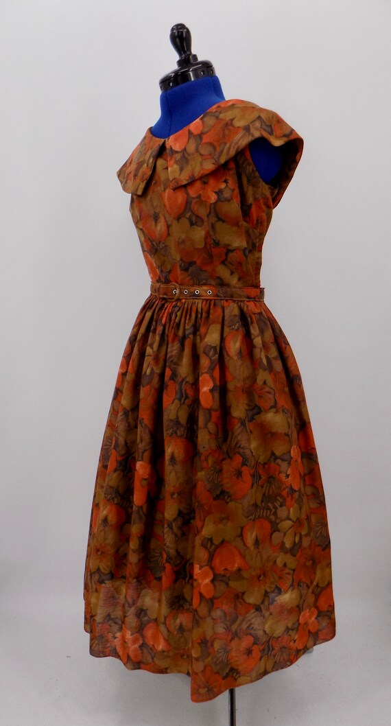 Vintage 1950s Handmade Autumn Splendor Rust Red F… - image 7