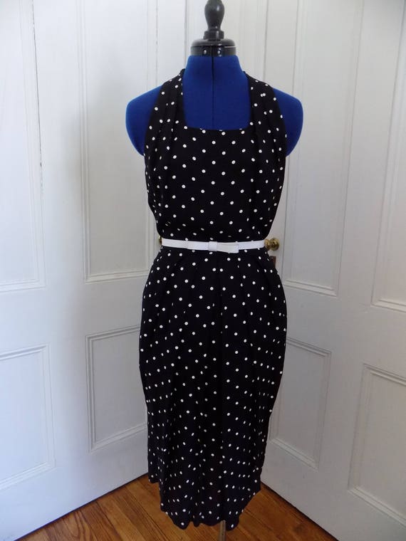 Vintage Black & White Polka Dot Dress - image 3