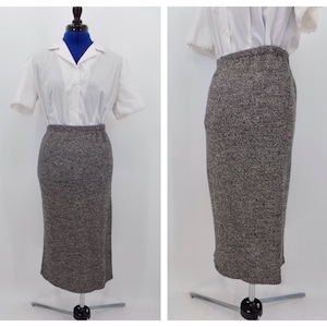 Vintage Black & White Heather Knit Wiggle Pencil Skirt