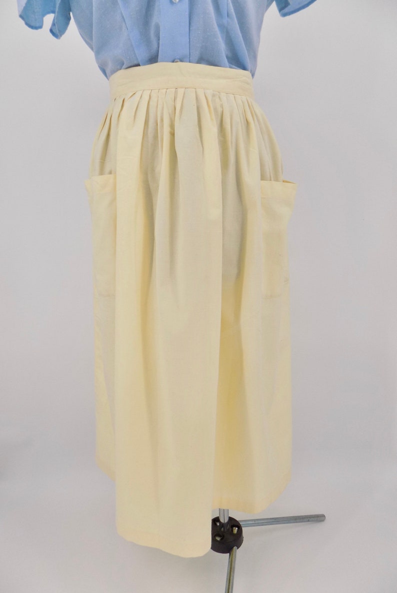 Vintage 80s Does 50s Butter Yellow Full Skirt with Pockets image 3